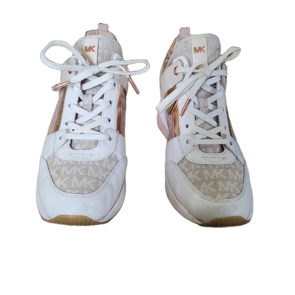 Michael Kors White and Rose Gold Georgie Trainers